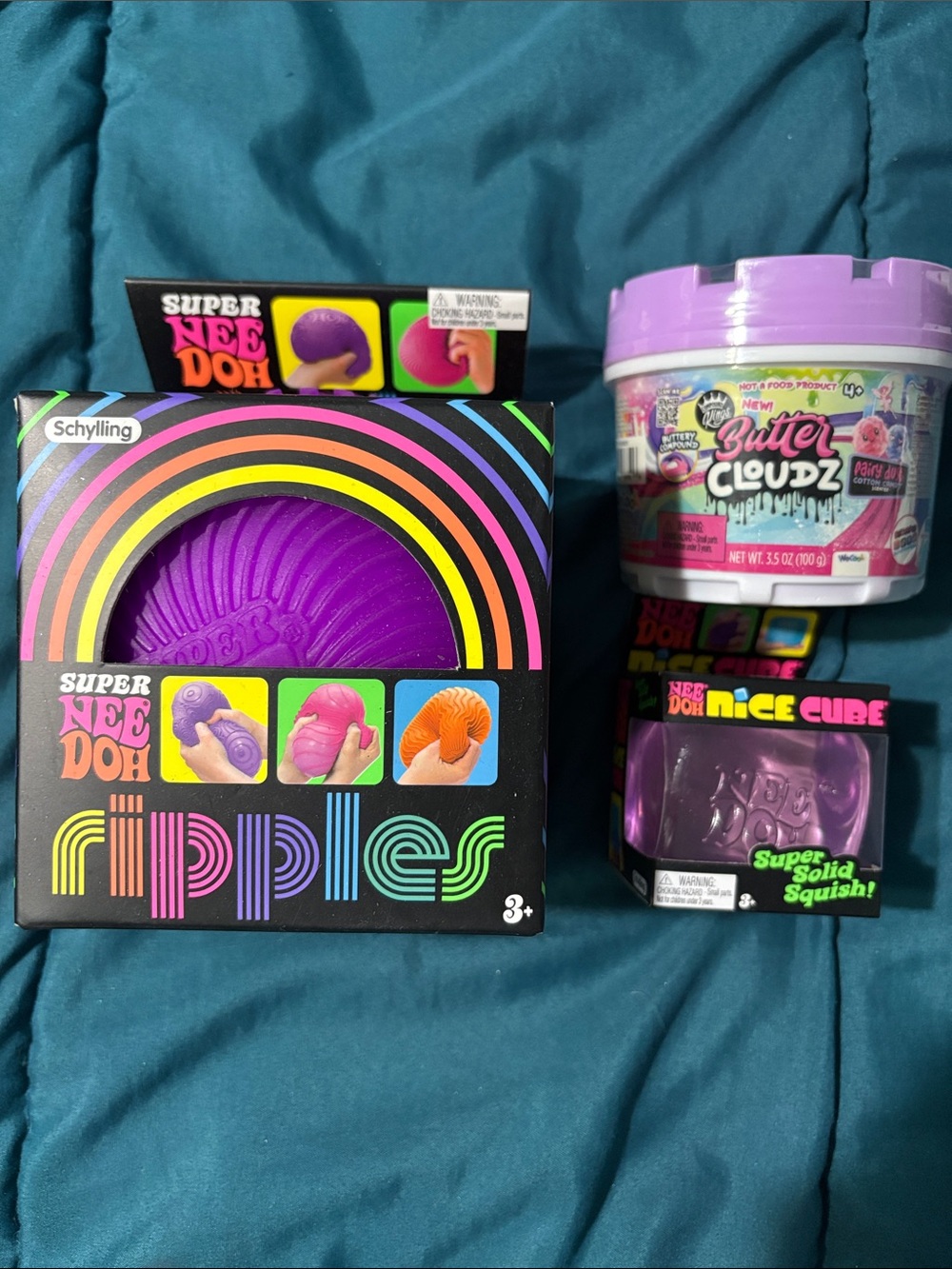 Purple Set-Super NeeDoh Ripples & Nice Cube & Cotton Candy Scent Butter Cloudz